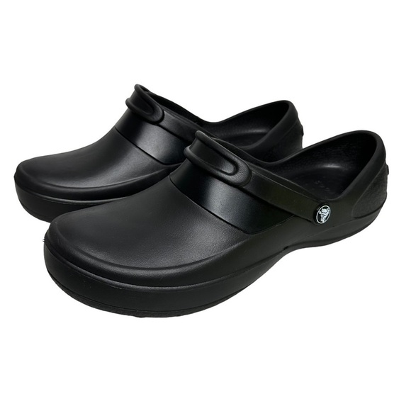 Crocs Mercy Womens Rubber Slip On Slip Work Clogs Sz 11 Black Resistant Nursing - Picture 1 of 9